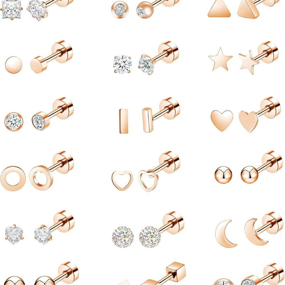 18Pairs 20G 18G Stainless Steel Tiny Stud Earrings for Women Cartilage Helix Ear
